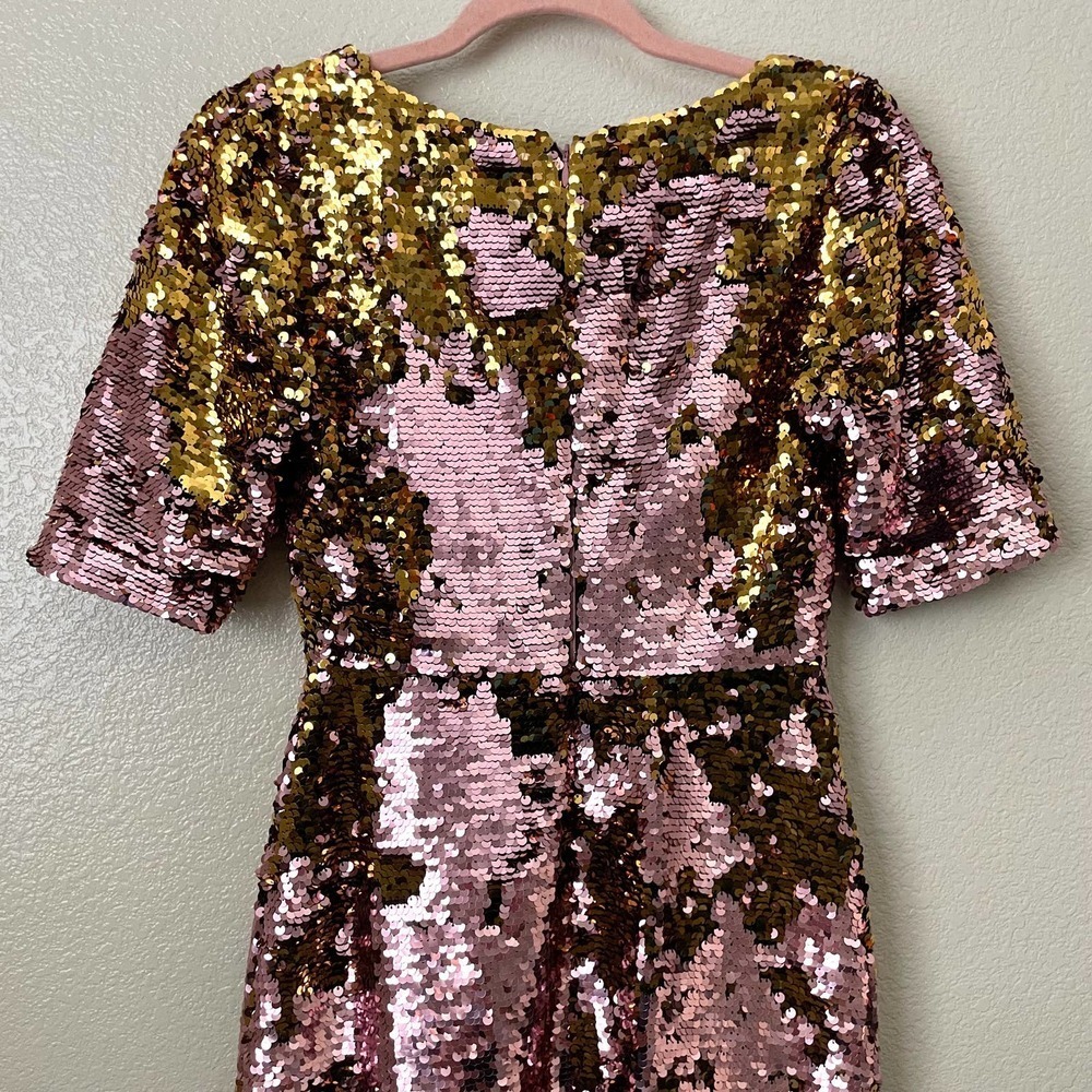 For Love & Lemons Dress Womens Small Rose Gold Mini Sequins Sparkly V-Neck Party - Picture 9 of 14